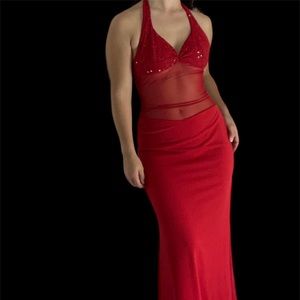 Red y2k prom dress